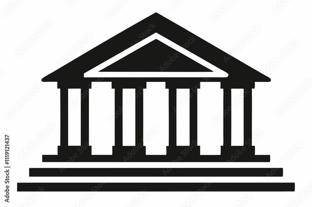 Black Silhouette Vector Icon of Financial Institution Black Silhouette Vector Icon of Financial Institution