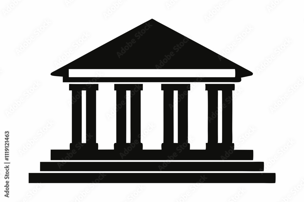 Black Silhouette Vector Icon of Financial Institution Black Silhouette Vector Icon of Financial Institution