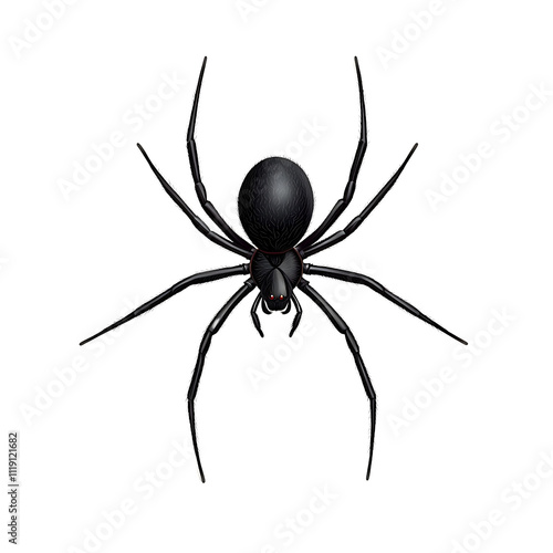 Realistic Illustration of a Black Spider on White Background photo