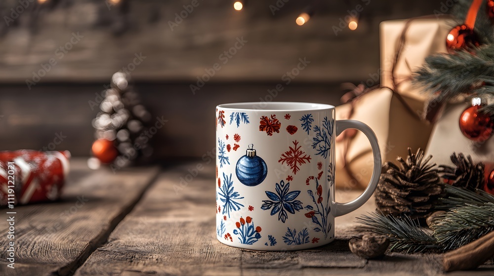 coffee mug mockup with Christmas decorations on a wooden table can be used for showcasing personalized holiday designs, branding, festive marketing, product promotion, gift ideas, or seasonal advertis coffee mug mockup with Christmas decorations on a wooden table can be used for showcasing personalized holiday designs, branding, festive marketing, product promotion, gift ideas, or seasonal advertis
