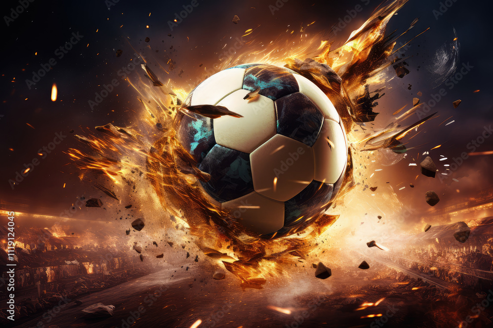 Fototapeta premium Ignite the Game: Explosive Soccer Impact