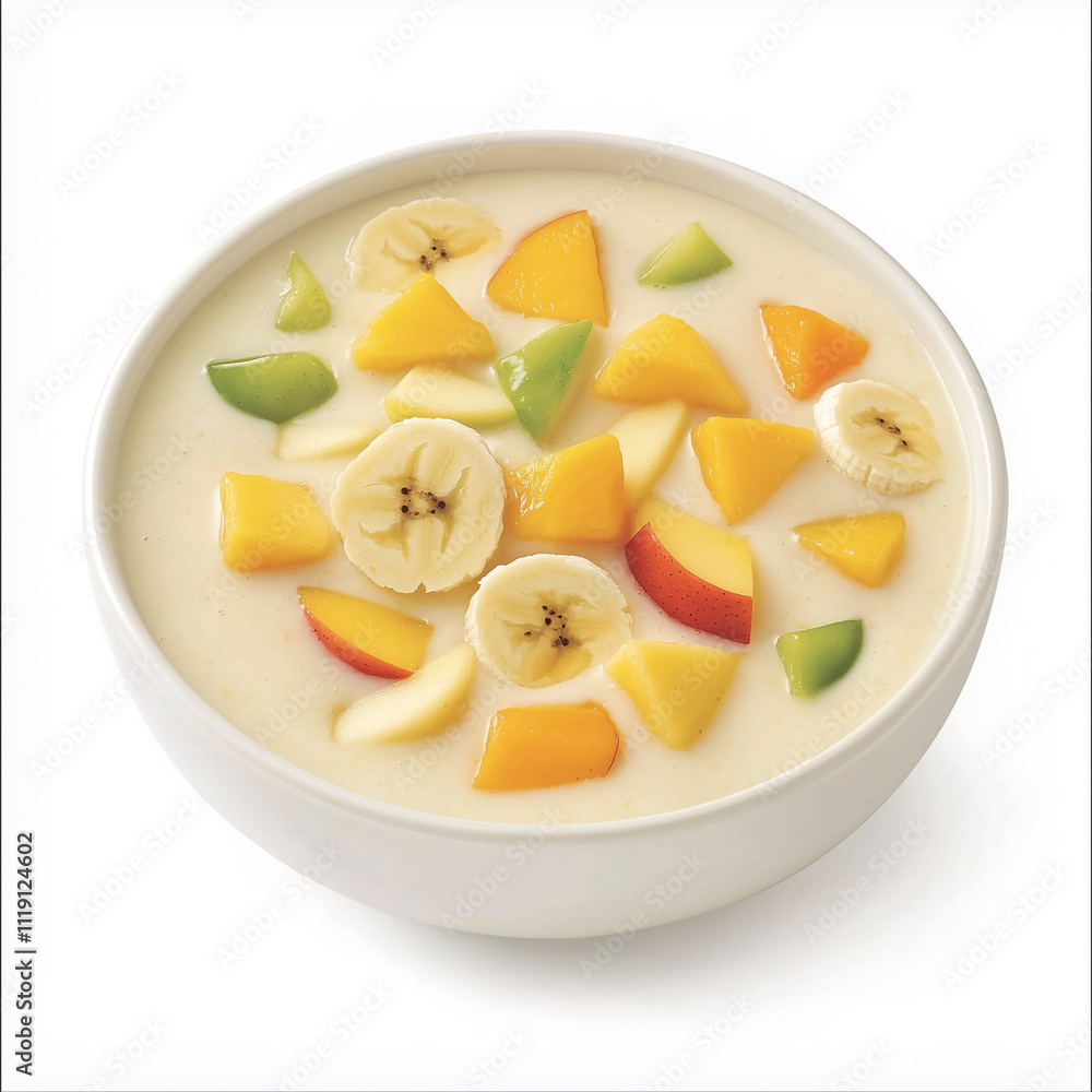 fruit salad with cream isolated on white background.
fruit salad with cream isolated on white background.