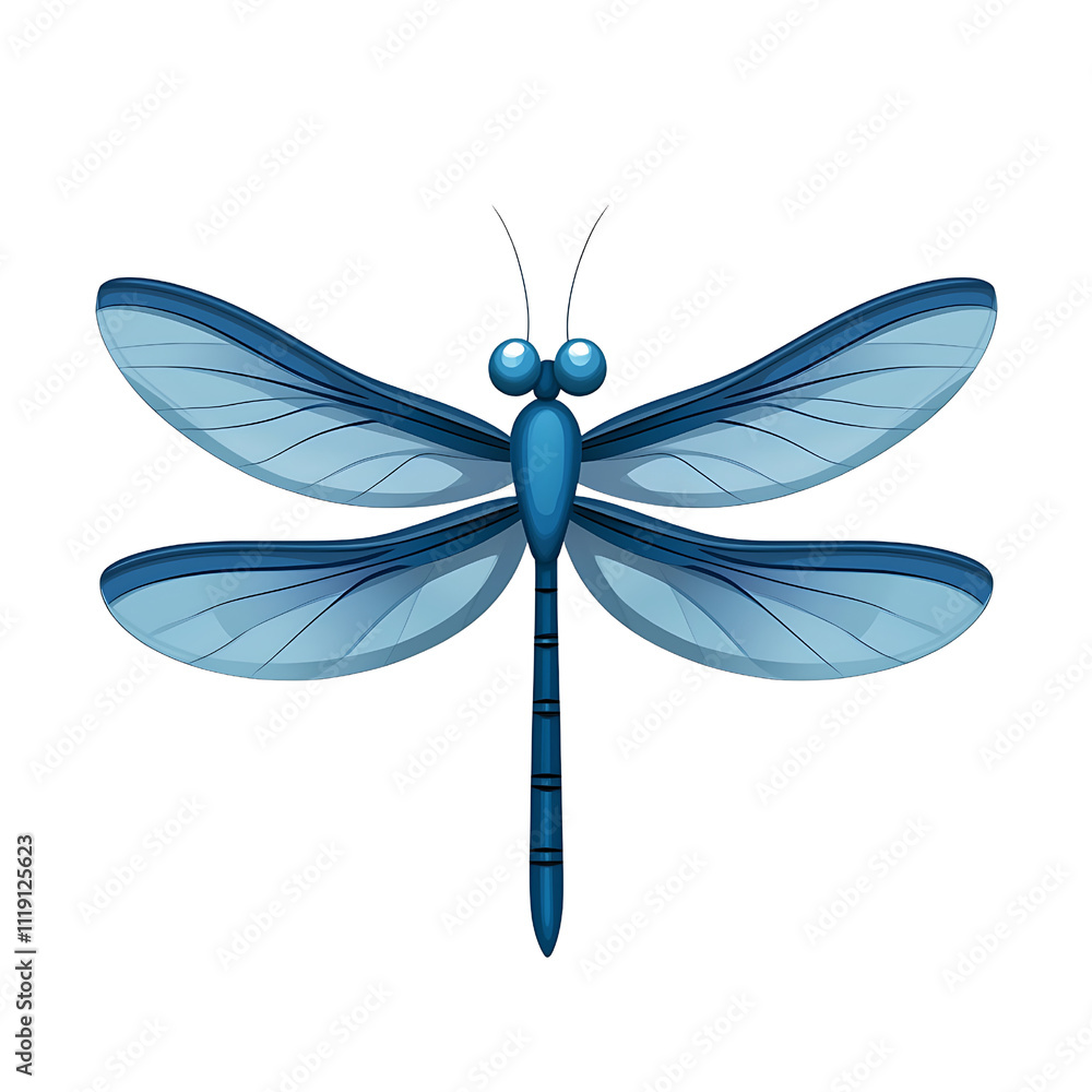 Blue Dragonfly Illustration with Vibrant Wings Blue Dragonfly Illustration with Vibrant Wings