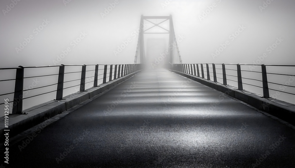 Fototapeta premium Foggy bridge leading into the distance.