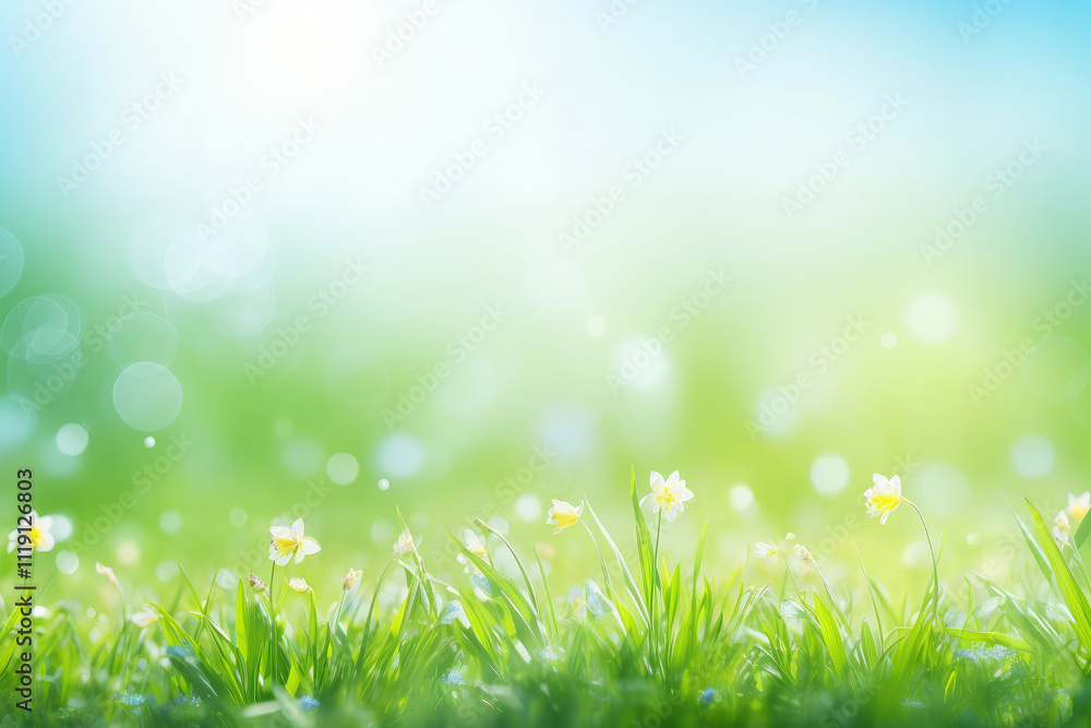 Serene Spring Meadow with Gentle Sunlight Serene Spring Meadow with Gentle Sunlight