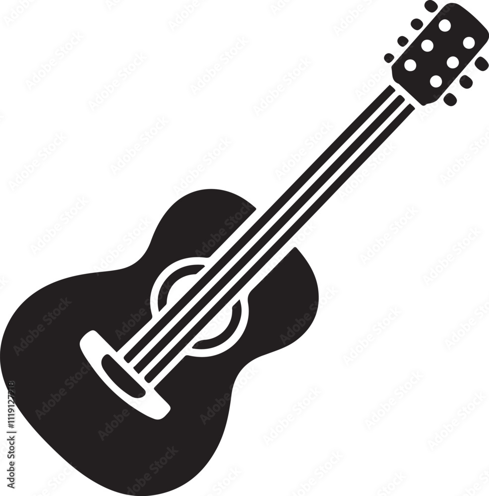 Electric Guitar Black and White Silhouette Icon Vector Design on White Background
Electric Guitar Black and White Silhouette Icon Vector Design on White Background