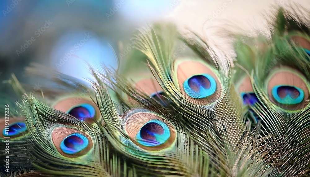 Fototapeta premium Close-up of vibrant peacock feathers.