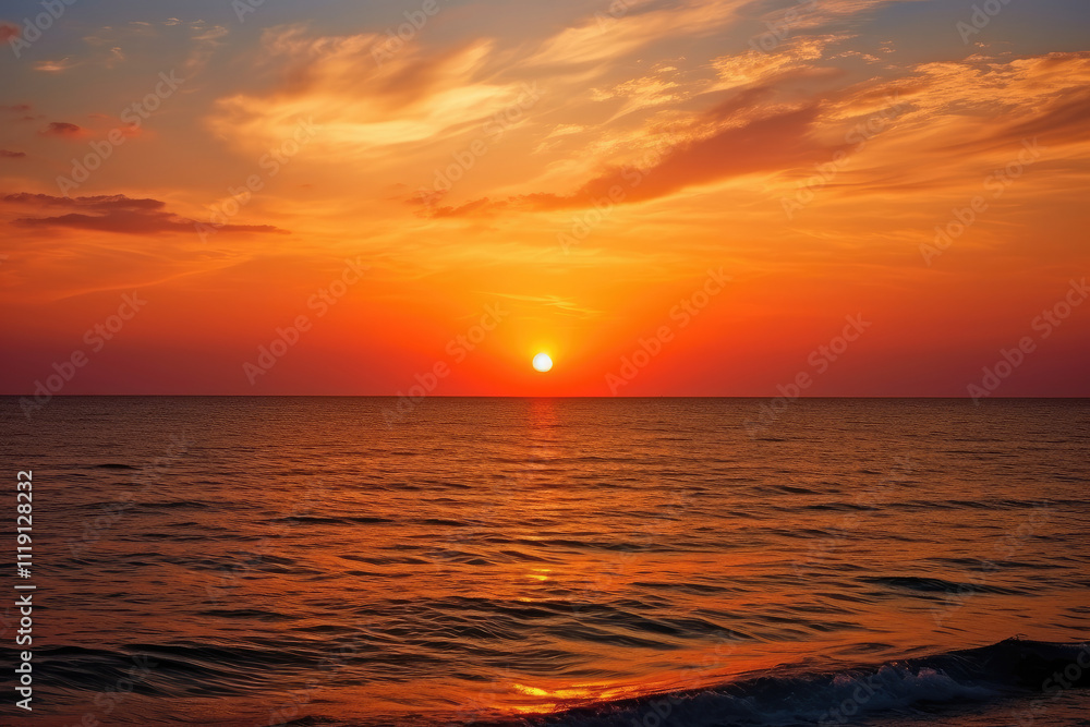 Fototapeta premium Tranquil Ocean Sunset Panorama