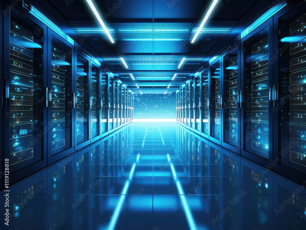 Futuristic Data Center with Advanced Server Racks Futuristic Data Center with Advanced Server Racks