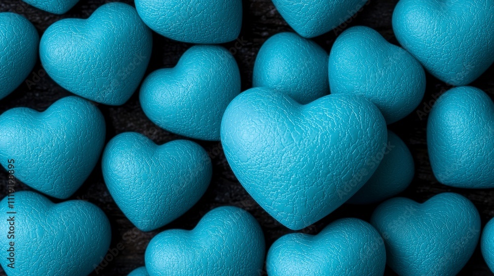 Obraz premium Blue Heart Background Romantic Love Valentine s Day Texture Pattern Decoration Desi