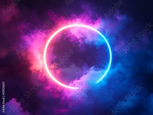 Wallpaper Mural Neon Dreams: A Glowing Portal in the Clouds Torontodigital.ca