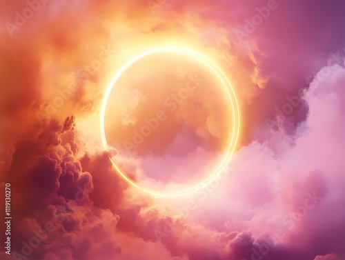 Wallpaper Mural Neon Dreams: A Glowing Portal in the Clouds Torontodigital.ca