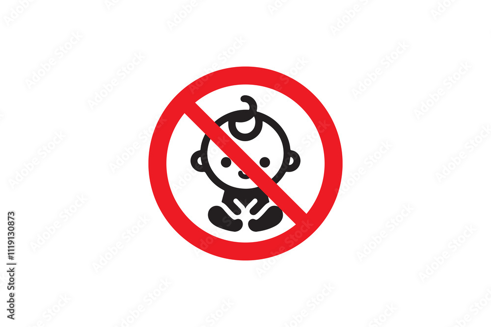 no baby or no kids sign	
