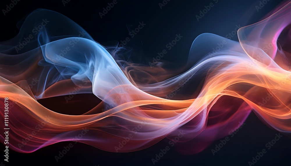 Abstract colorful smoke waves on a dark background. Abstract colorful smoke waves on a dark background.