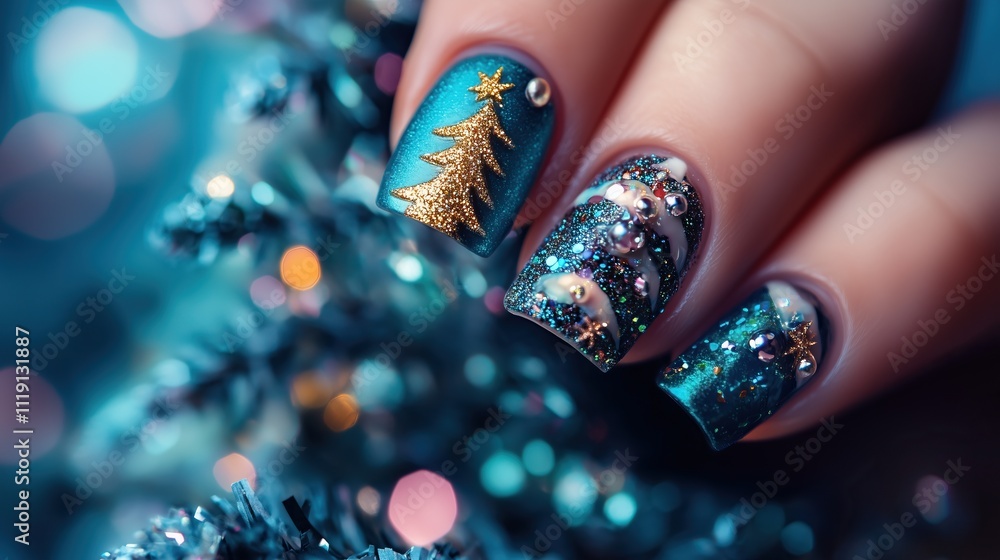 Beautiful bright manicure in New Year's style Beautiful bright manicure in New Year's style