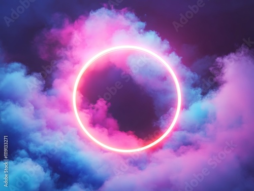 Wallpaper Mural Neon Dreams: A Glowing Portal in the Clouds Torontodigital.ca