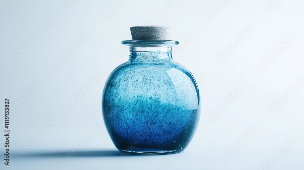 A large glass bottle with a magic substance on a white background, isolated A large glass bottle with a magic substance on a white background, isolated