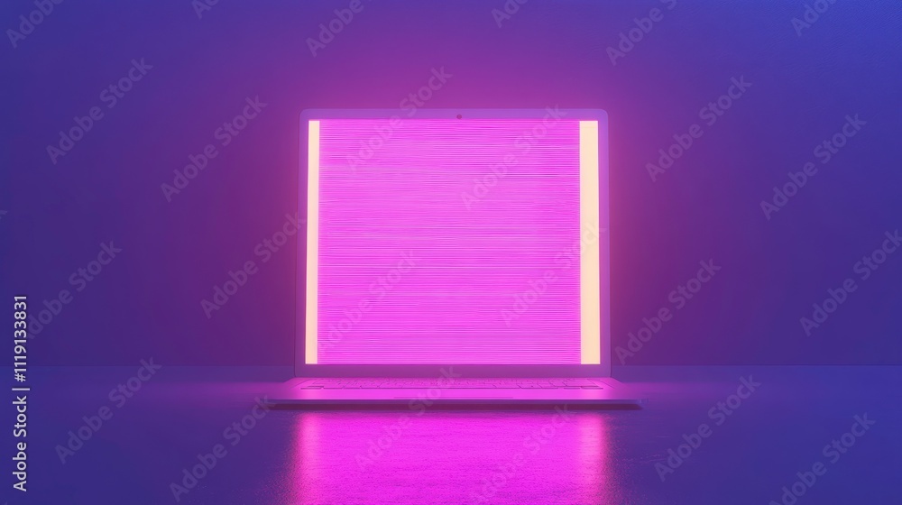 Vibrant Laptop with Purple Neon Glow Vibrant Laptop with Purple Neon Glow