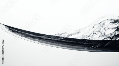 Detailed photo of a katana blade shrouded in mist