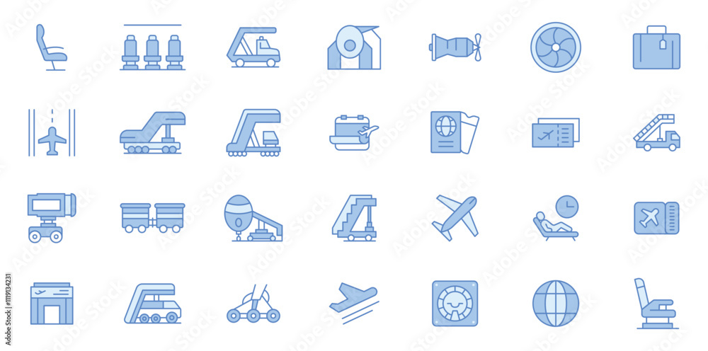Airport related trendy icons set. Plane icon set. Airplane icon vector. Flight transport symbol illustration Airport related trendy icons set. Plane icon set. Airplane icon vector. Flight transport symbol illustration