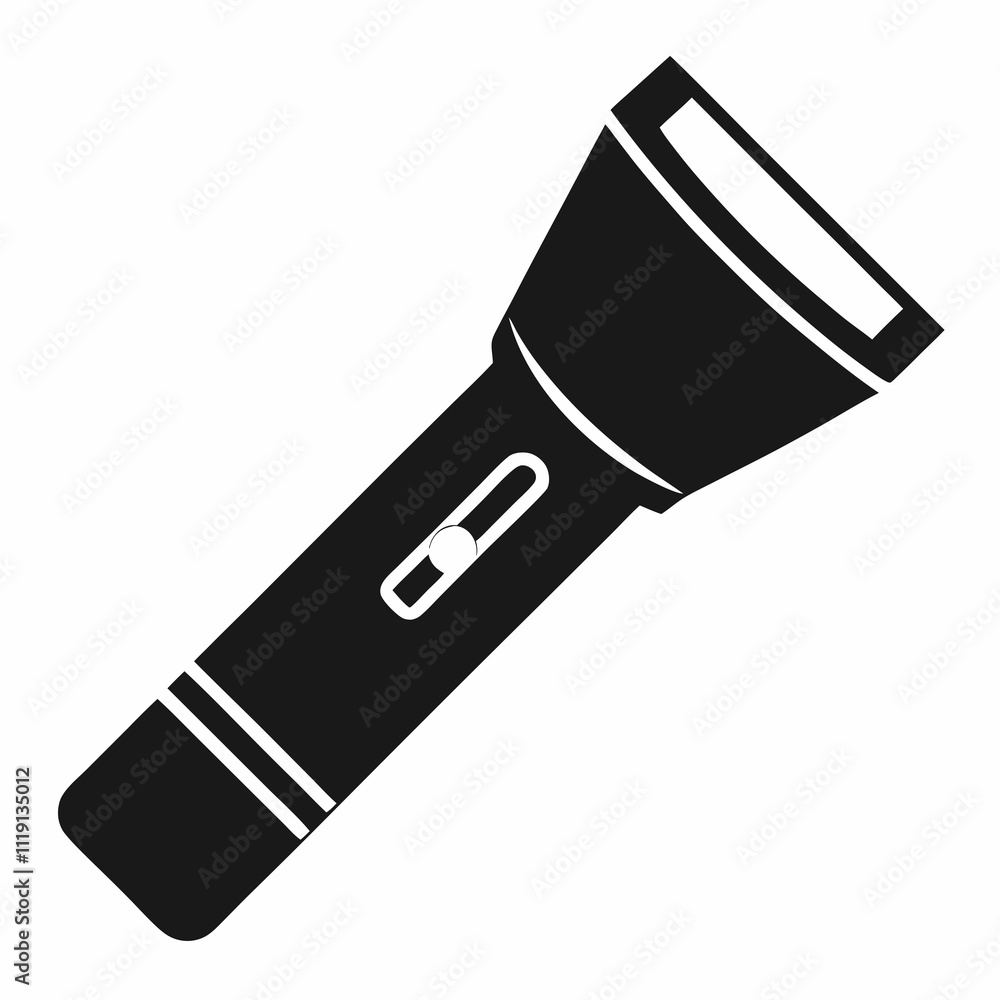 Black Vector Art of Smart Flashlight Silhouette Black Vector Art of Smart Flashlight Silhouette
