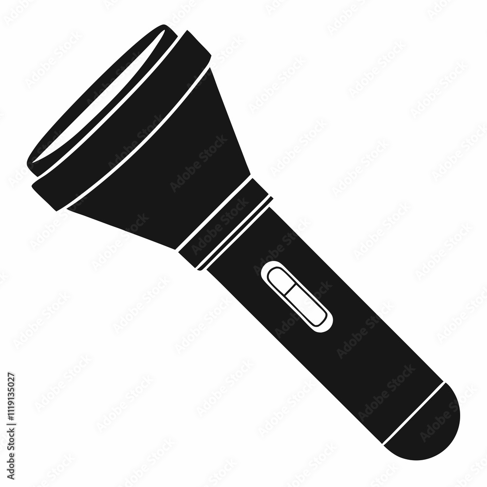 Black Vector Art of Smart Flashlight Silhouette Black Vector Art of Smart Flashlight Silhouette