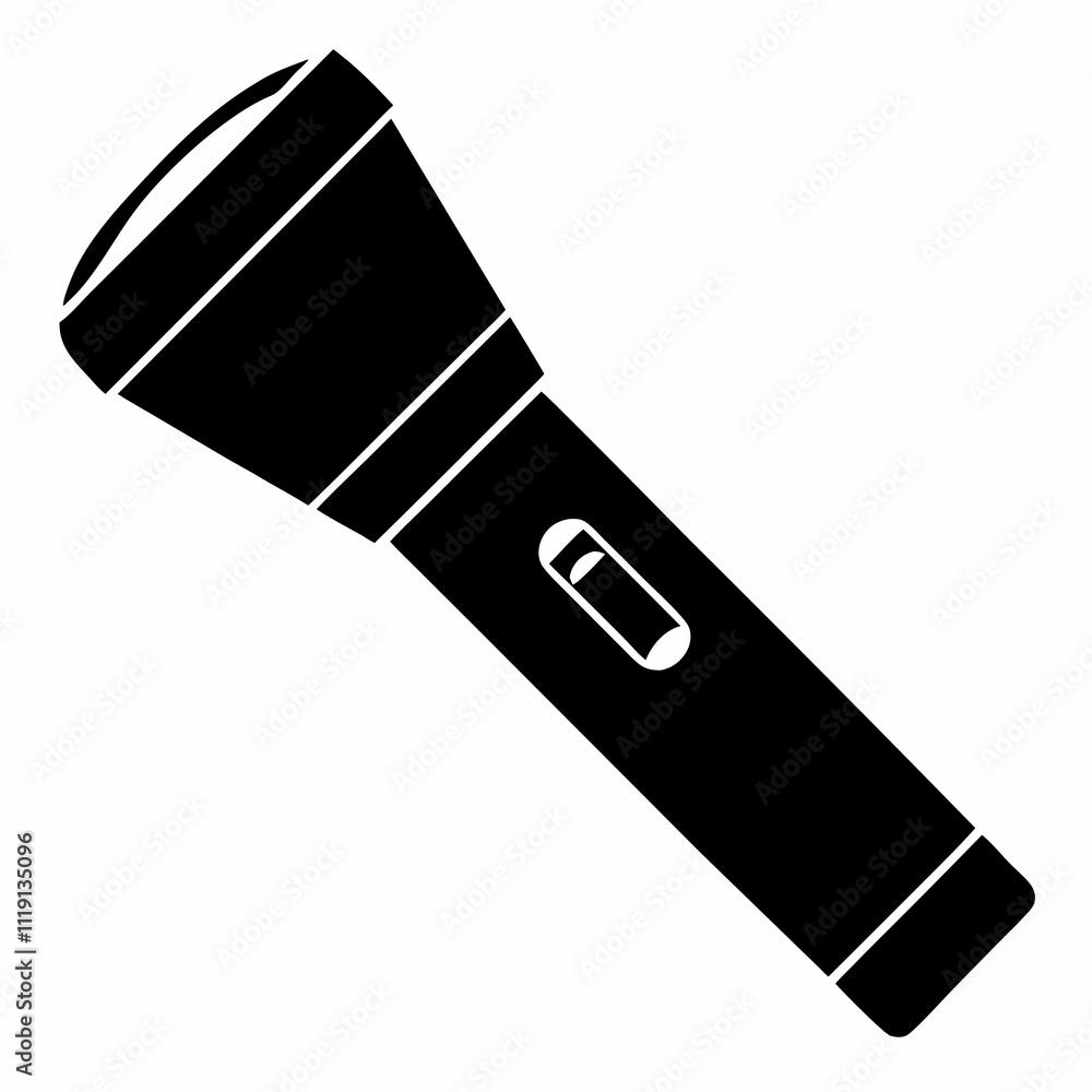 Black Vector Art of Smart Flashlight Silhouette Black Vector Art of Smart Flashlight Silhouette