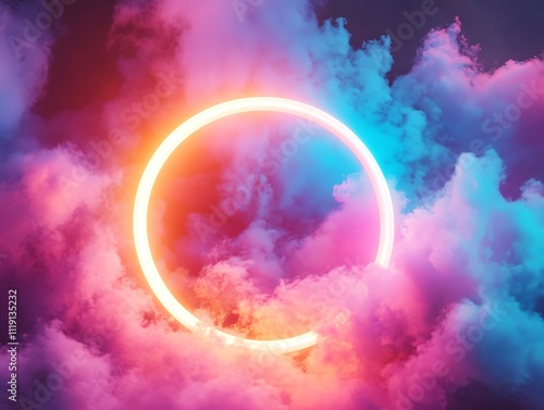 Wallpaper Mural Neon Dreams: A Glowing Portal in the Clouds Torontodigital.ca