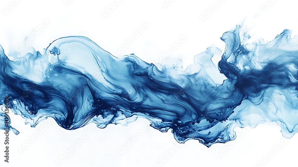 Abstract blue ink and water wash isolated on white background Abstract blue ink and water wash isolated on white background