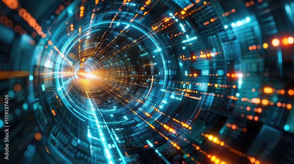 Digital Futuristic Data Tunnel Visualization Digital Futuristic Data Tunnel Visualization