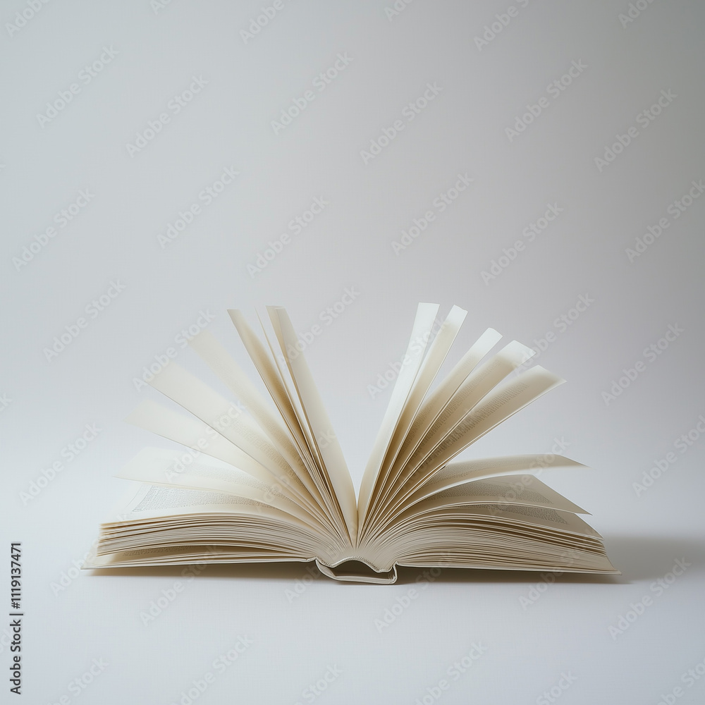 Fototapeta premium A open book with a completely white background