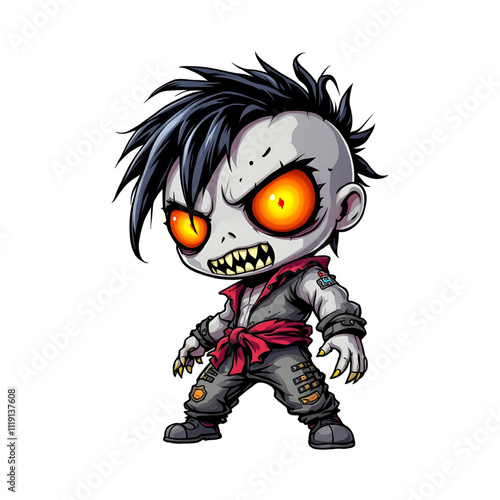 Monster punks chibi character transparent background