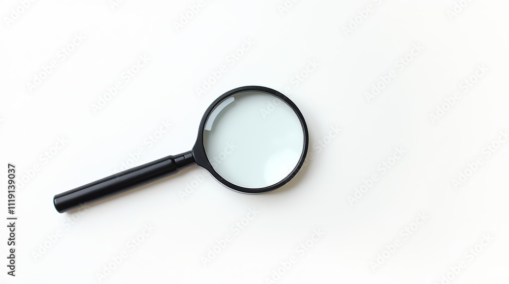 Magnifying Glass for Research Discovery and Analysis on White Background Magnifying Glass for Research Discovery and Analysis on White Background