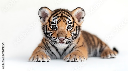Baby tiger cub isolated on white background