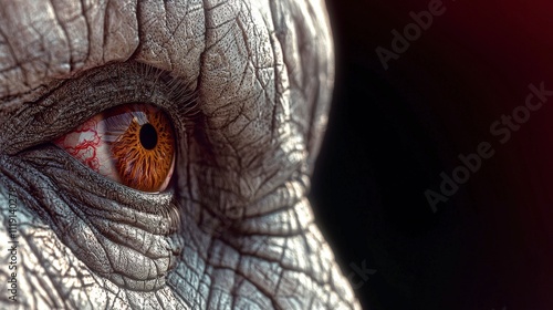 Dramatic Close up of an Elephant s Eye  Wrinkled Skin Texture  Cinematic Lighting  4K Reso photo