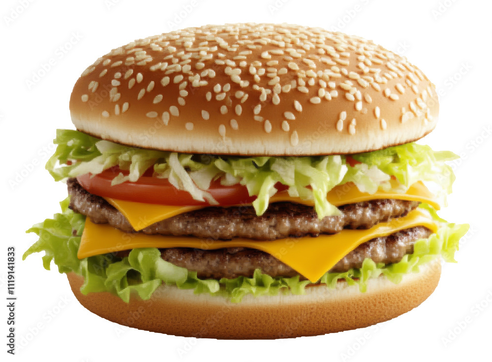 Delicious cheeseburger with lettuce and tomato Delicious cheeseburger with lettuce and tomato