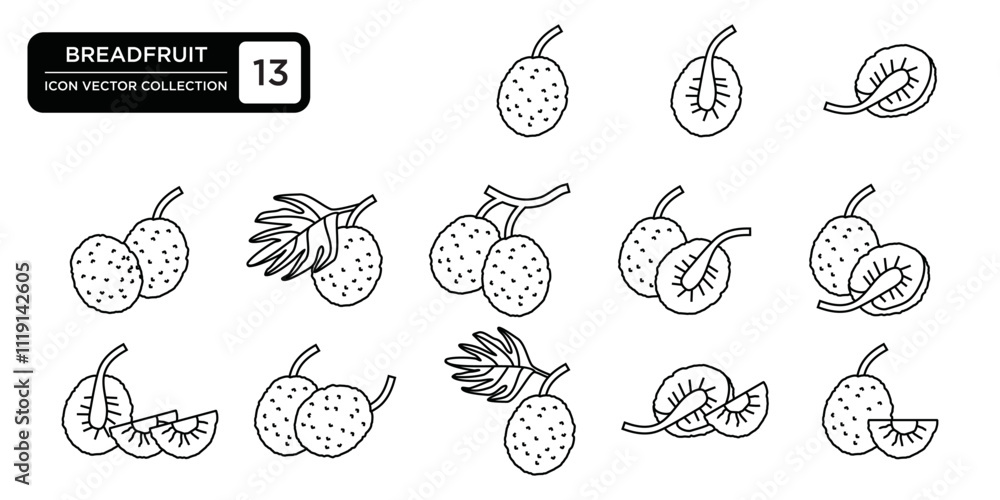 Breadfruit icon set, editable and resizable vector icon templates. Breadfruit icon set, editable and resizable vector icon templates.