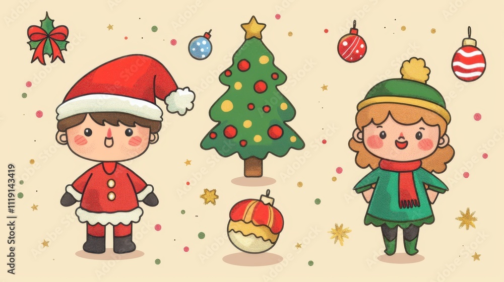 Cartoon Christmas: 2D Simple Illustration Cartoon Christmas: 2D Simple Illustration
