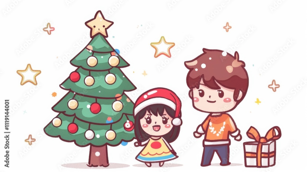 Cartoon Christmas: 2D Simple Illustration Cartoon Christmas: 2D Simple Illustration