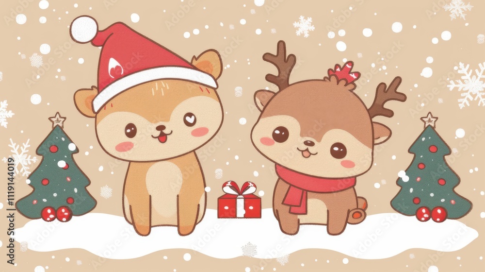 Cartoon Christmas: 2D Simple Illustration Cartoon Christmas: 2D Simple Illustration