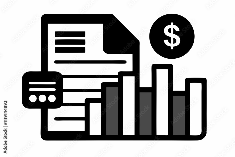 Income Statement Icon Black Silhouette Vector Income Statement Icon Black Silhouette Vector