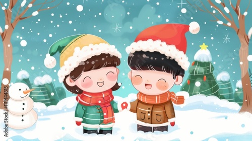 Wallpaper Mural Cartoon Christmas: 2D Simple Illustration Torontodigital.ca