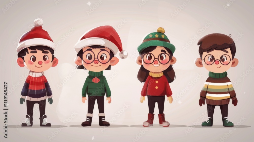 Cartoon Christmas: 2D Simple Illustration Cartoon Christmas: 2D Simple Illustration