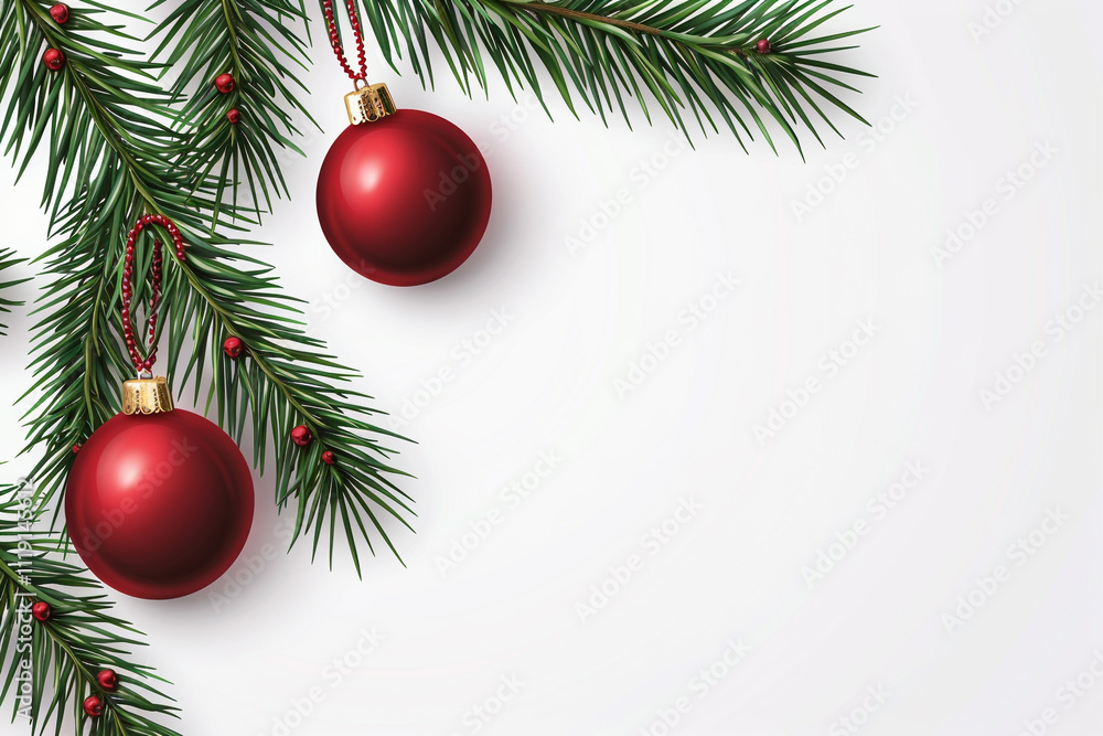 Christmas Background with Realistic Red Baubles Christmas Background with Realistic Red Baubles