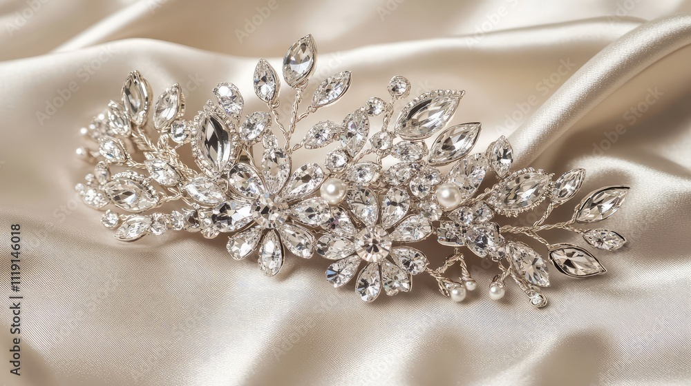 Fototapeta premium Elegant bridal hair accessory adorned with sparkling crystals