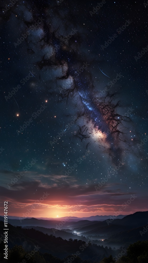 Naklejka premium A breathtaking, ultra-detailed digital illustration in 4K resolution depicting the vast expanse of the universe.