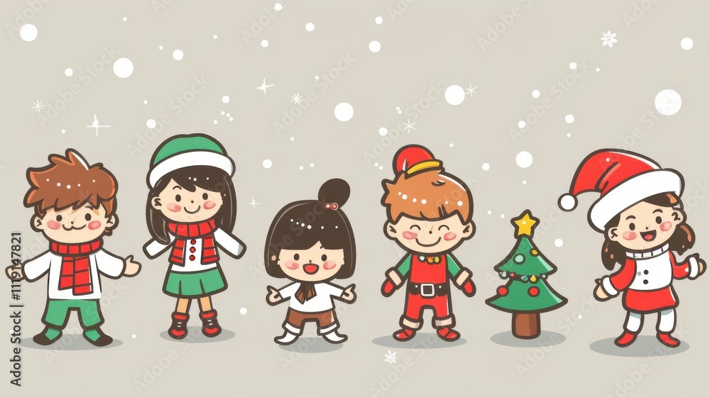 Cartoon Christmas: 2D Simple Illustration Cartoon Christmas: 2D Simple Illustration