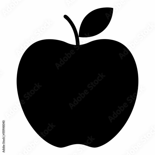 Minimalist Black Apple Silhouette Vector Art