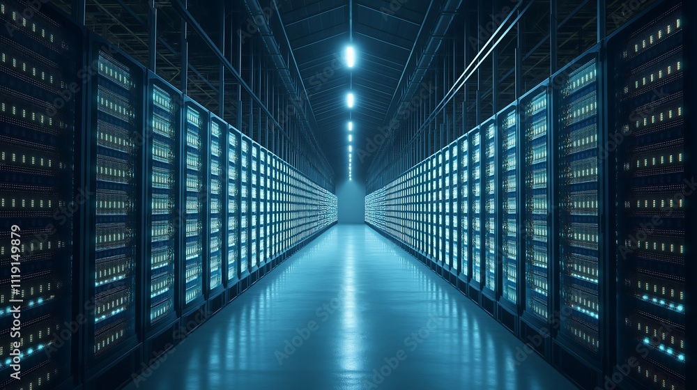 Cinematic short of a data room corridor, technology concept, background illustration. Cinematic short of a data room corridor, technology concept, background illustration.
