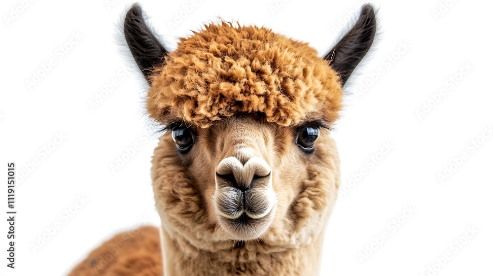 Close up of an alpaca isolated on white background Close up of an alpaca isolated on white background